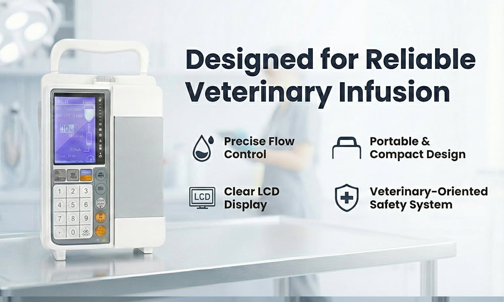 Veterinary infusion pump for fluid and drug delivery