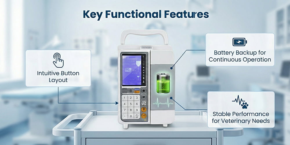Veterinary infusion pump with flow rate control