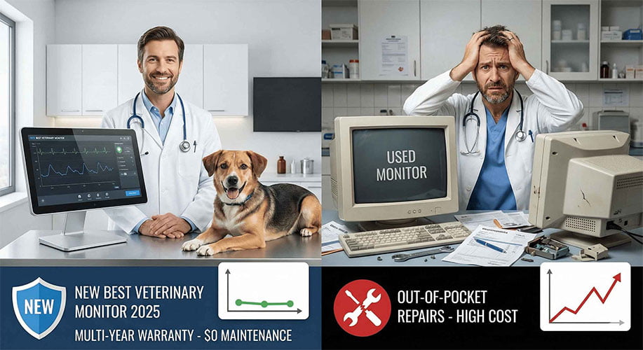 Cost comparison chart new vs refurbished vet equipment
