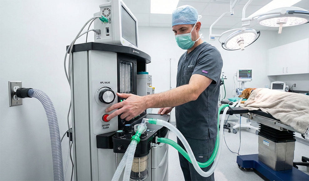 veterinary staff safety anesthesia machine