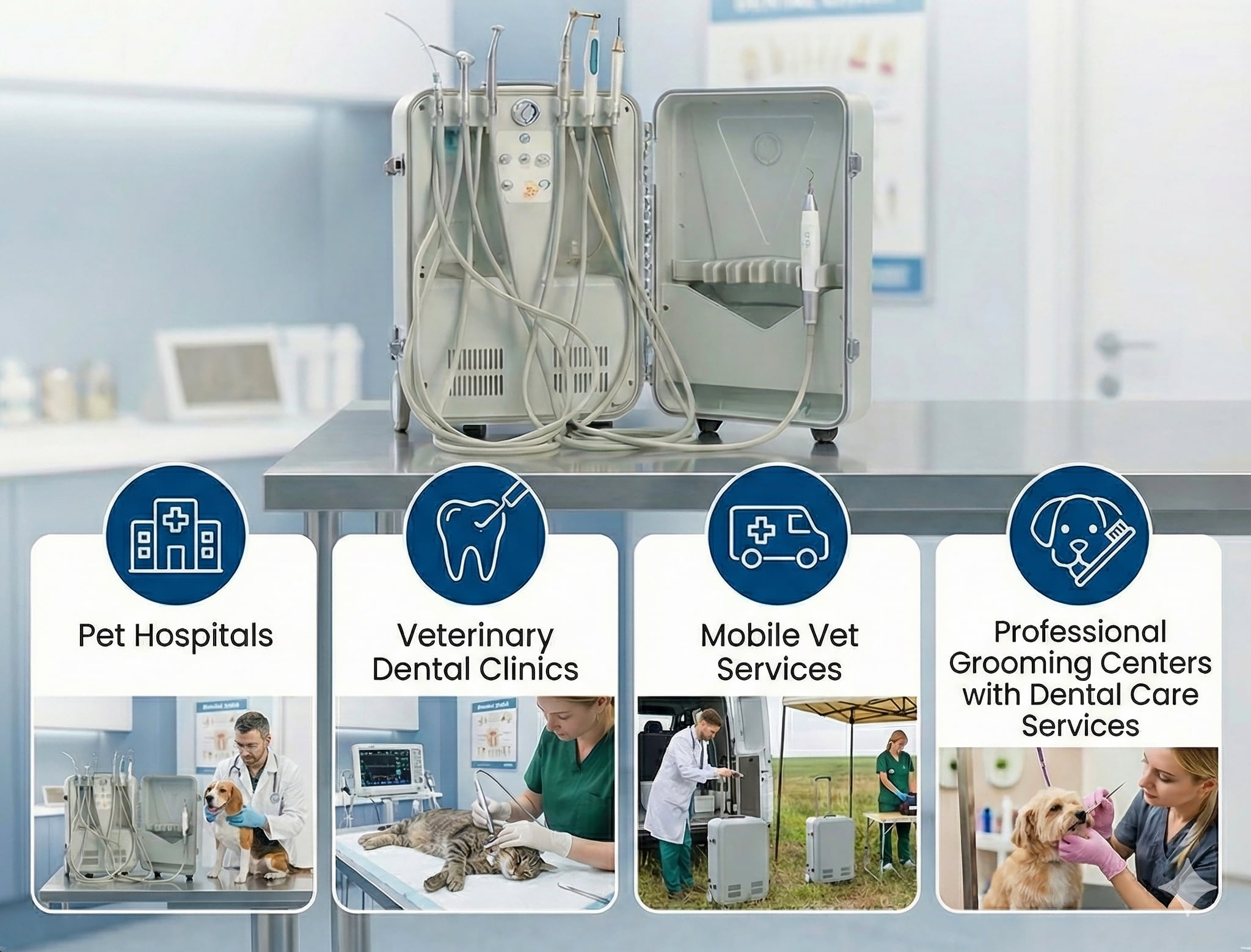 Vet dental unit with scaler
