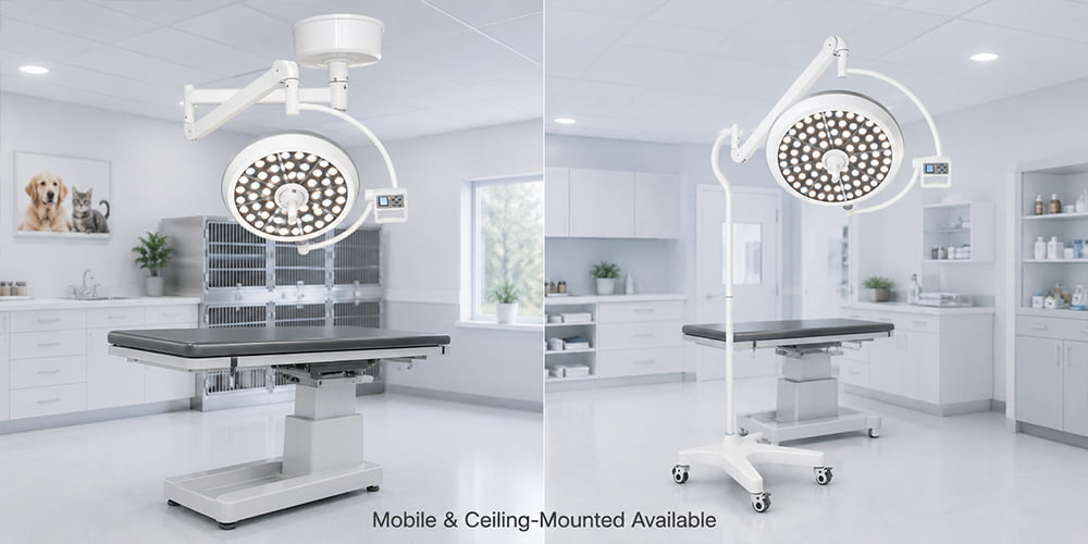 Veterinary surgical LED lamp with LCD control panel