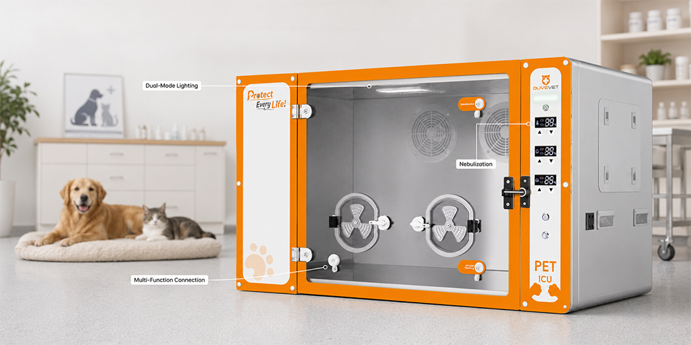 Veterinary ICU system with LCD smart control panel