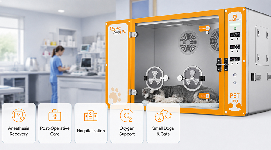 Animal intensive care unit for veterinary surgery recovery