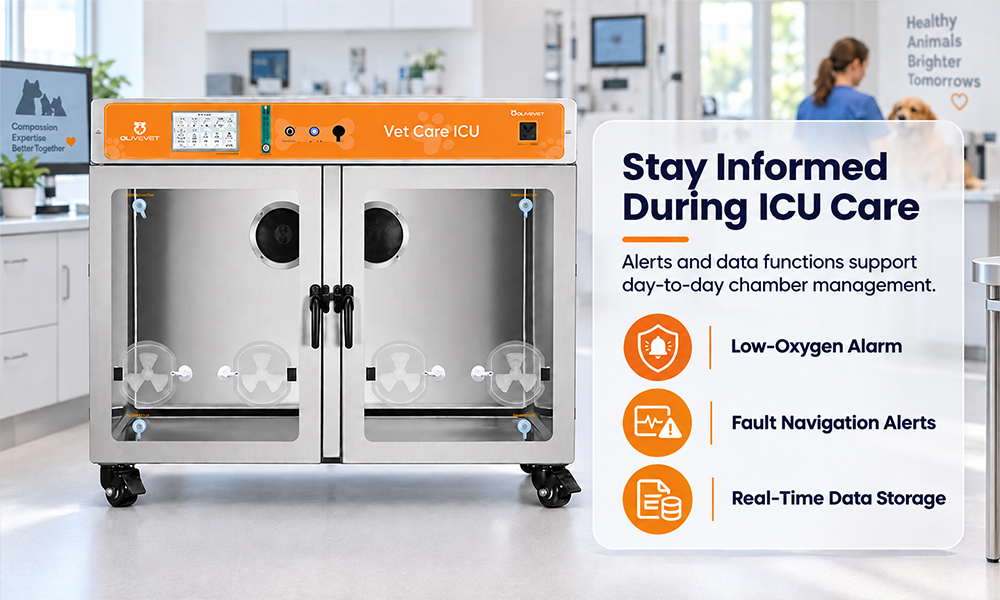 pet ICU incubator with fault alerts and data storage