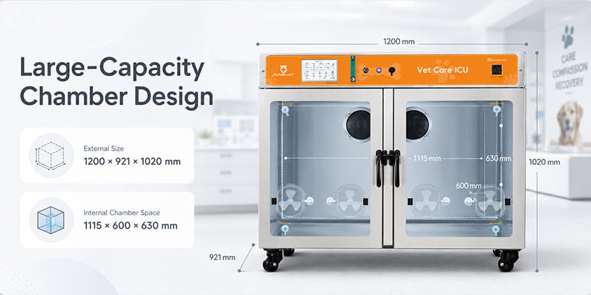 SE102 veterinary ICU cage with intelligent environmental control